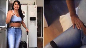 Gretchen mostrou aos fãs que malha enquanto limpa casa - Reprodução/Instagram
