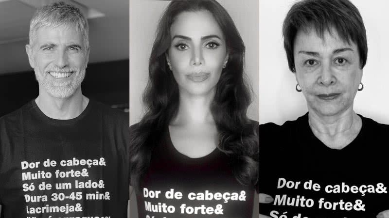 Famosos se unem na campanha 'Cefaleia em Salvas' - Instagram/@reynaldogianecchini, @simonezucato e @niveamaria_oficial