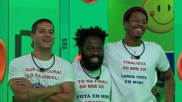 Douglas, Arthur e Paulo André disputam a final do BBB 22 - Reprodução/TV Globo