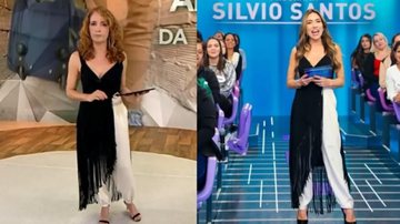 Poliana Abritta e Patricia Abravanel usaram a mesma roupa para se apresentar em domingos diferentes. - TV Globo e SBT
