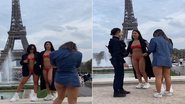 Momento em que a dupla é abordada pela policial francesa. - Instagram/@luaneoficial