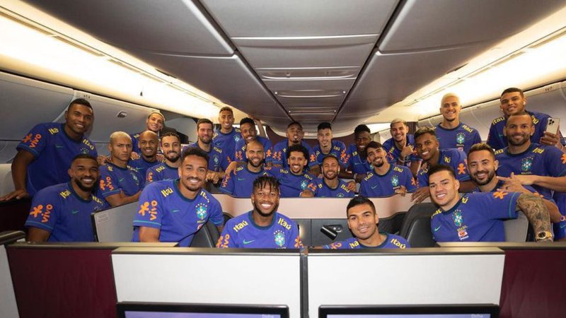 Seleção Brasileira embarcando para o Catar em busca do sexto título mundial. - Lucas Figueiredo/CBF