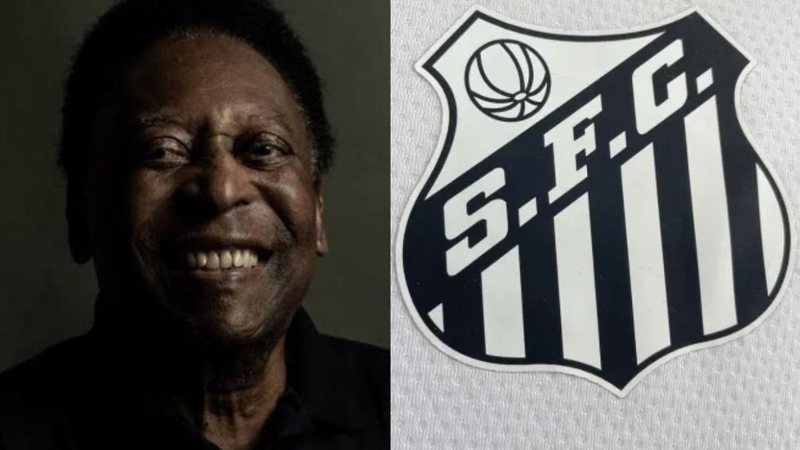 Santos apresenta novo escudo com mudança permanente em homenagem a Pelé - Instagram/@pele e Divulgação/Santos FC