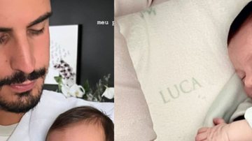 Enzo Celulari encanta ao mostrar o irmão dormindo em enxoval personalizado. - Instagram