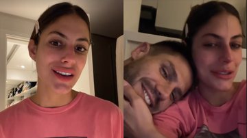 Ao se emocionar, Mari Gonzalez recebeu o carinho do noivo, Jonas, e do pet. - Instagram/@marigonzalez