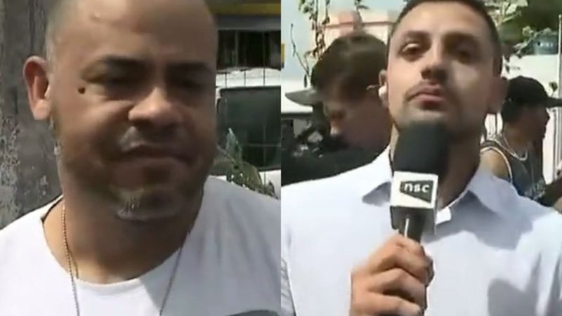 Repórter não segura a emoção e viraliza ao entrevistar pai de criança assassinada em ataque - Reprodução/NSCTV