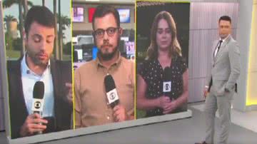 O apresentador se divertiu com o erro do colega. - TV Globo