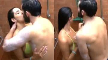 Deniziane e Matteus se beijam no banho após festa do BBB 24 - Reprodução/Globoplay