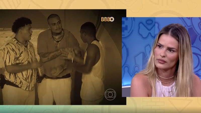 Yasmin vendo VAR da fala de Davi sobre Camarotes - Reprodução/Globo