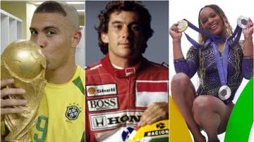 Ronaldo Fenômeno e Ayrton Senna foram dois grandes responsáveis pela vinheta; mais recentemente, Rebeca Andrade. - Foto: Reprodução