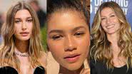 Hailey Bieber, , Zendaya e Gisele Bündchen estão entre as famosas fãs da maquiagem natural - Reprodução/Pinterest