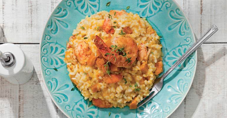 Receita de Risoto de abóbora e camarão - Marcelo Resende