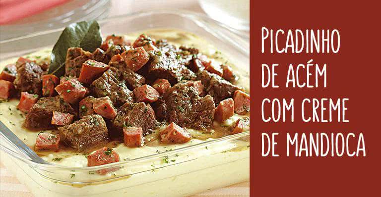 Receita de Picadinho de acém com creme de mandioca - Ormuzd Alves