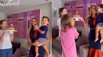 Ticiane Pinheiro e suas filhas, Rafaella e Manuella, cantam 'Parabéns Pra Você' para a sogra, Edna - Instagram/@ticipinheiro