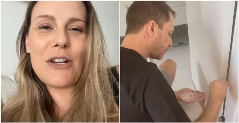 Esposa de Tiago Leifert filmou o apresentador passando talco na porta do banheiro - Instagram/@garbindaiana