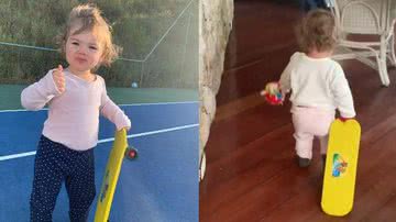 Clara Maria posa com seu primeiro skate - Instagram/@rafaavitii