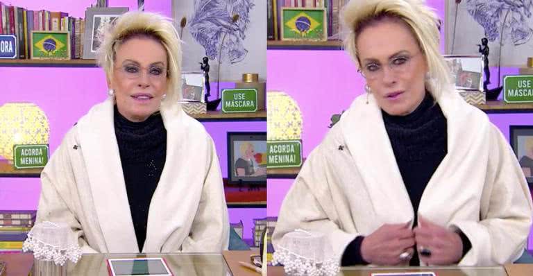 Ao vivo, Ana Maria Braga veste roupão felpudo para suportar frio - Globoplay