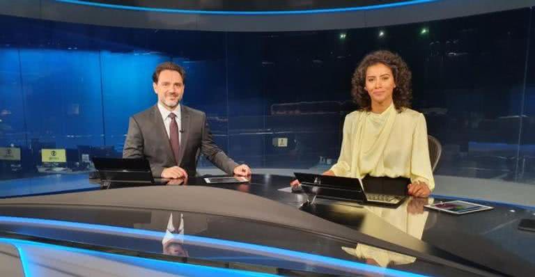 Paulo Renato Soares e Aline Midlej em suas estreias no JN - TV Globo