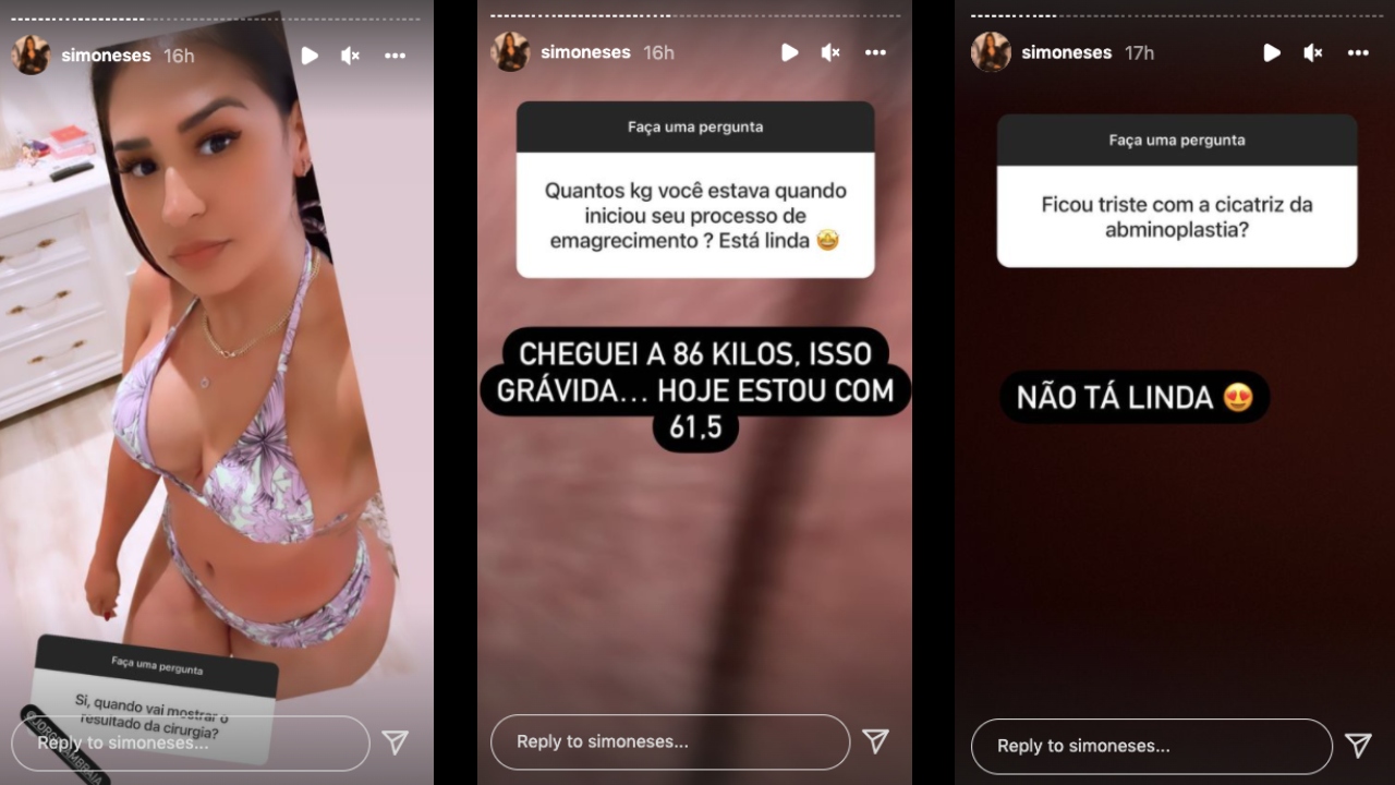 Simone Mendes respondeu perguntas dos fãs sobre seu processo de emagrecimento - Instagram: @simoeses