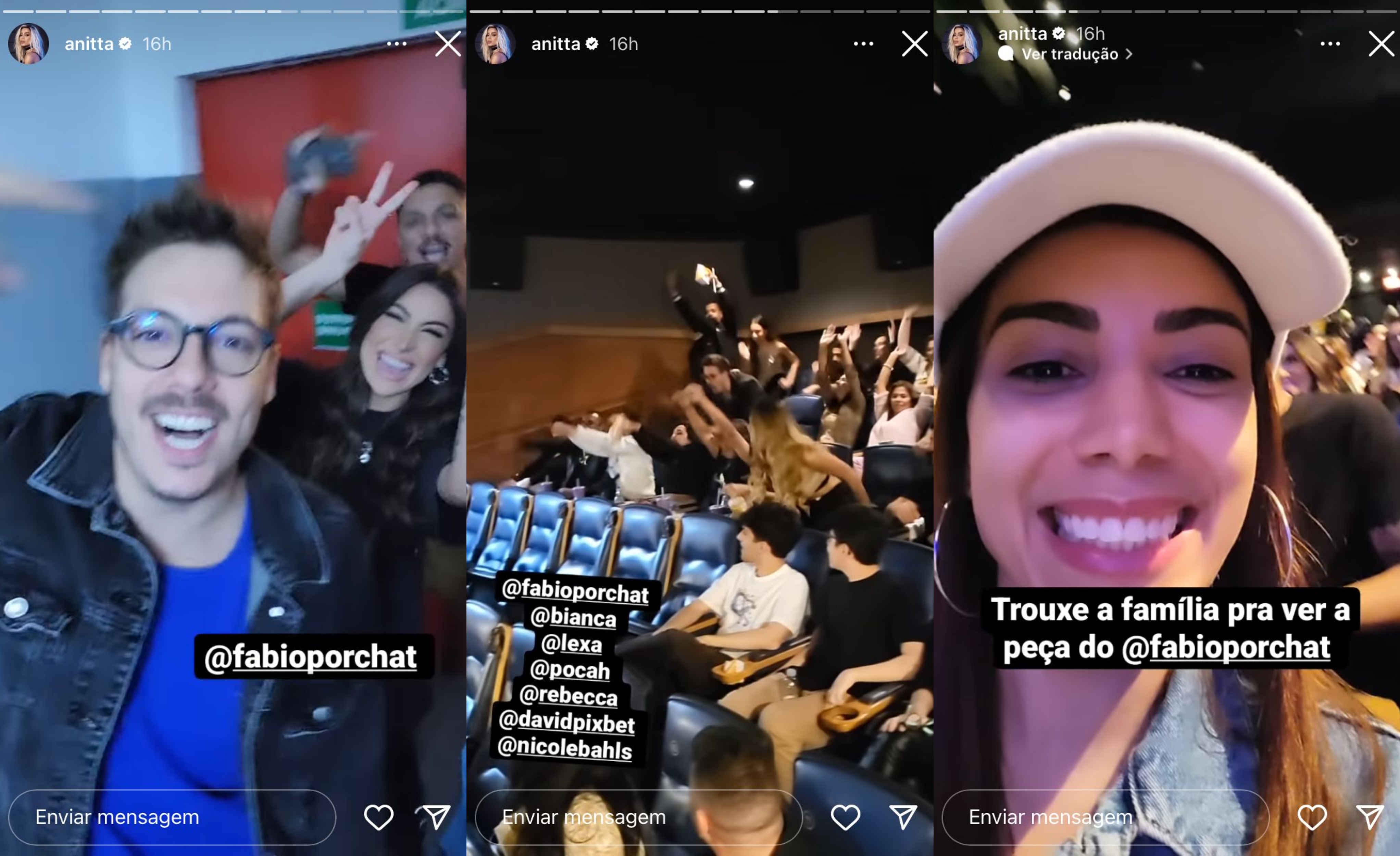 Anitta mostrou a sala de cinema onde os amigos prestigiaram Fábio Porchat - Instagram/@anitta