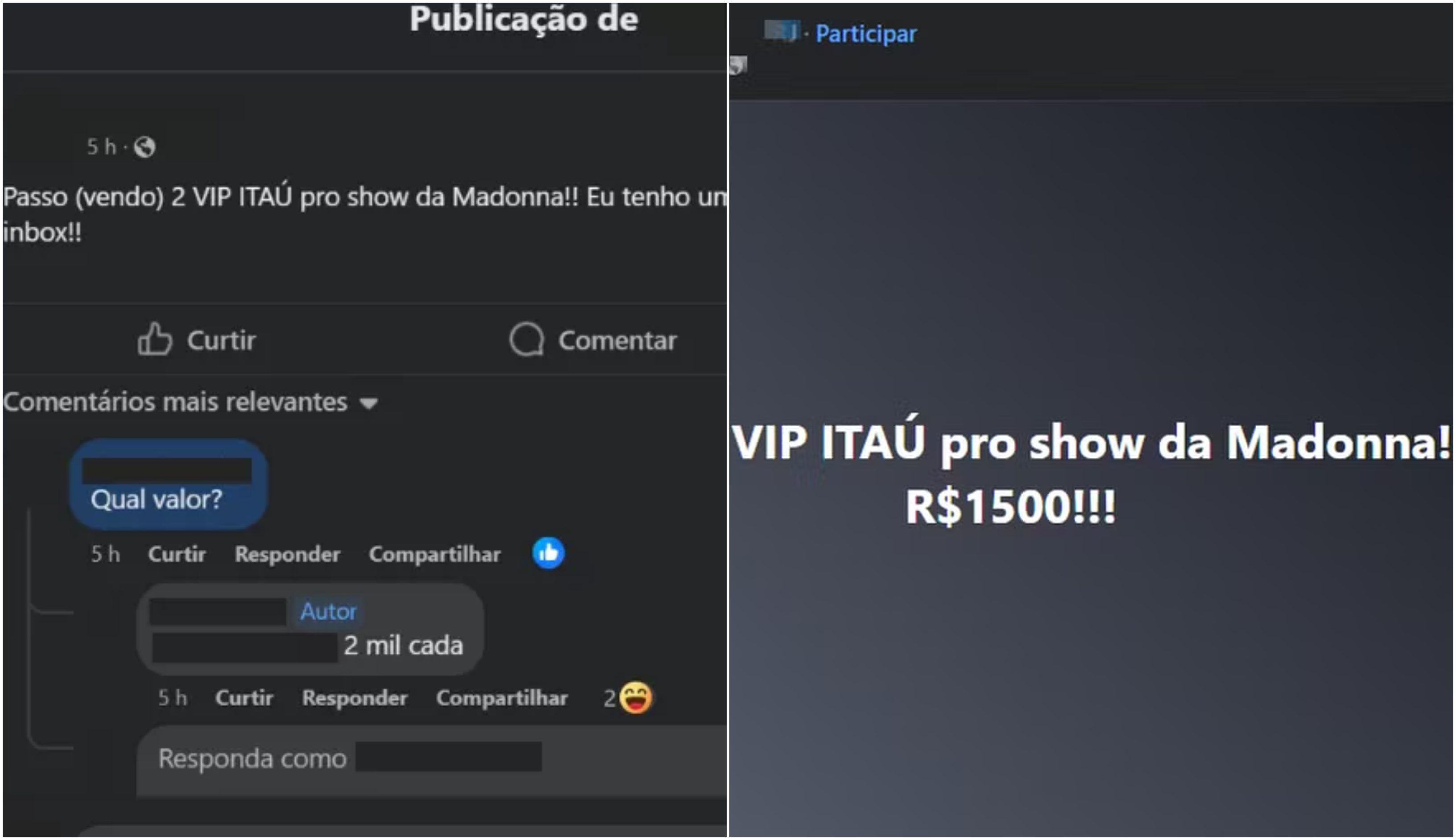 Golpistas anunciam ingressos falsos para show da Madonna em Copacabana 