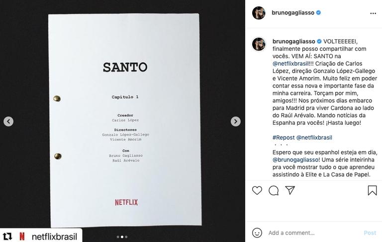 Netflix anuncia série espanhola estrelada por Bruno Gagliasso