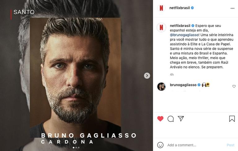 Bruno Gagliasso sobre Santo, nova série espanhola da Netflix: Eu estava  ali de corpo e alma