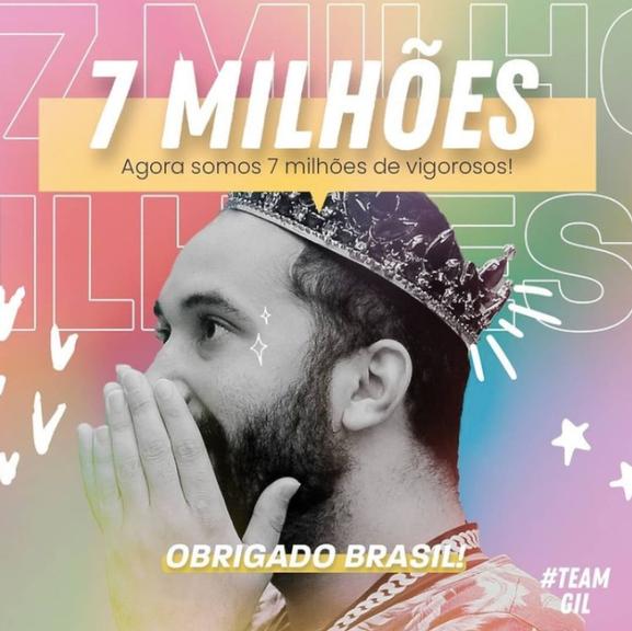 Gilberto conquista 7 milhões de seguidores em seu Instagram