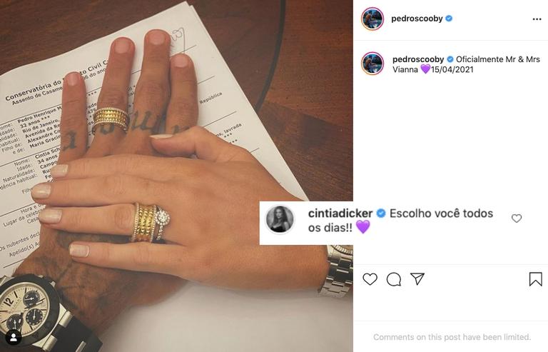 Pedro Scooby e Cintia Dicker oficializam casamento