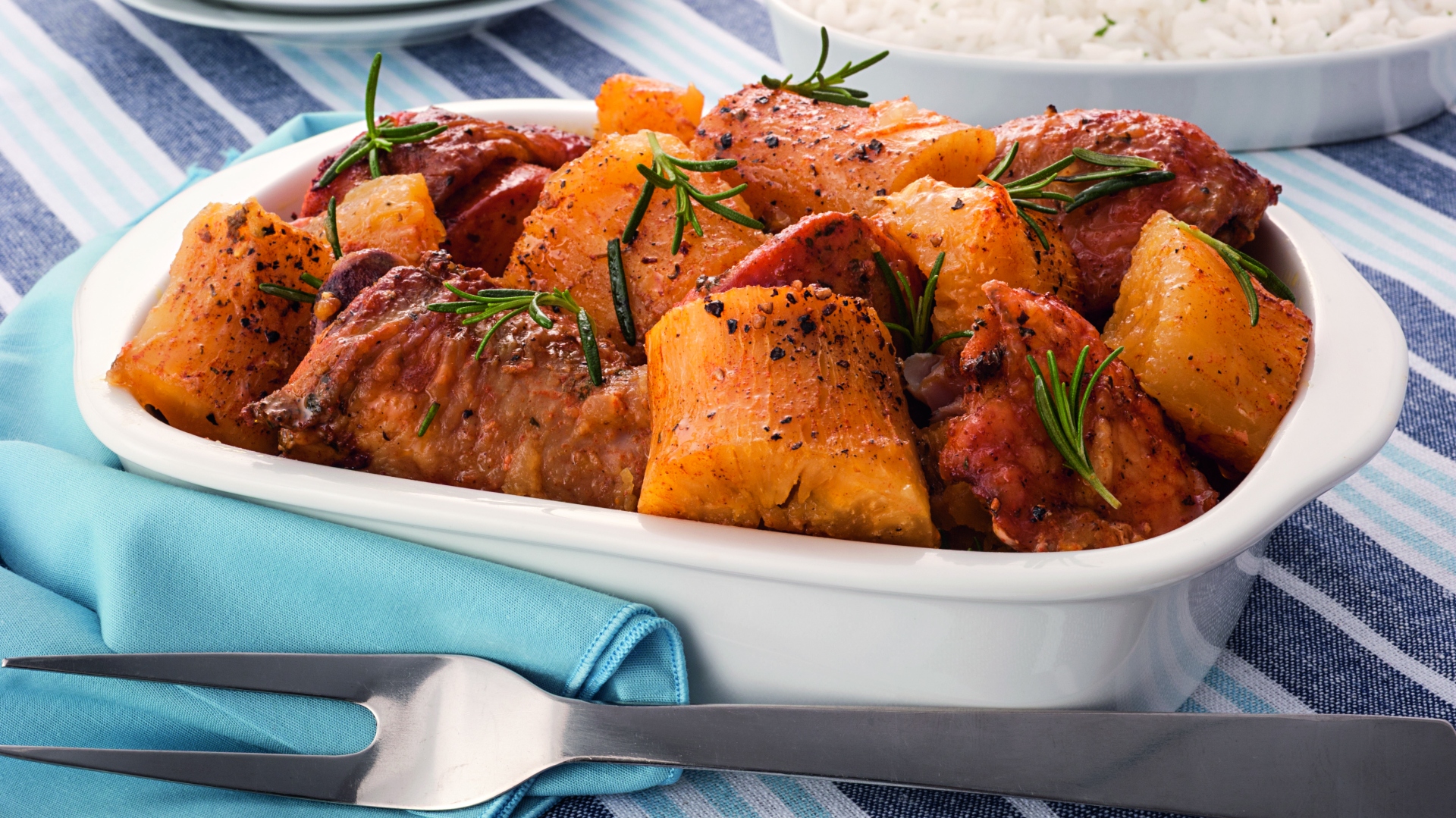 Foto de Frango assado com mandioca