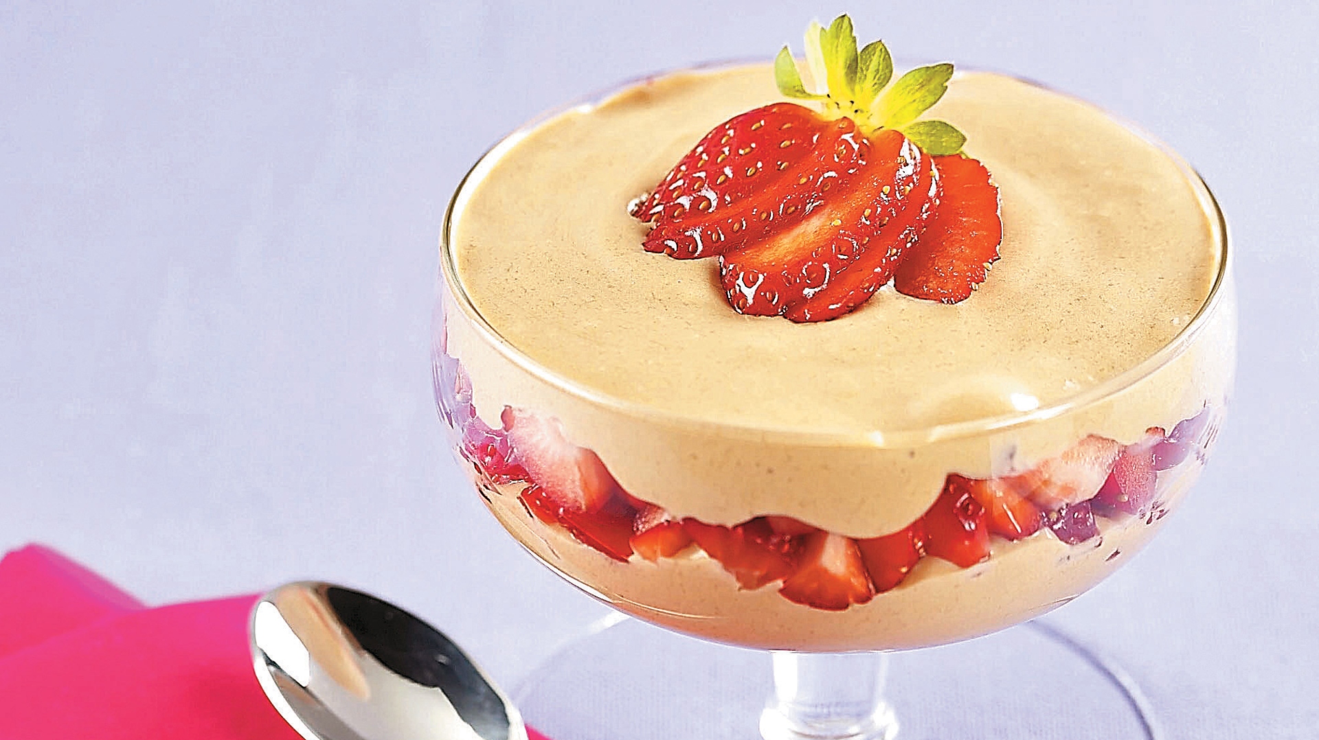 Gelado de doce de leite e morango