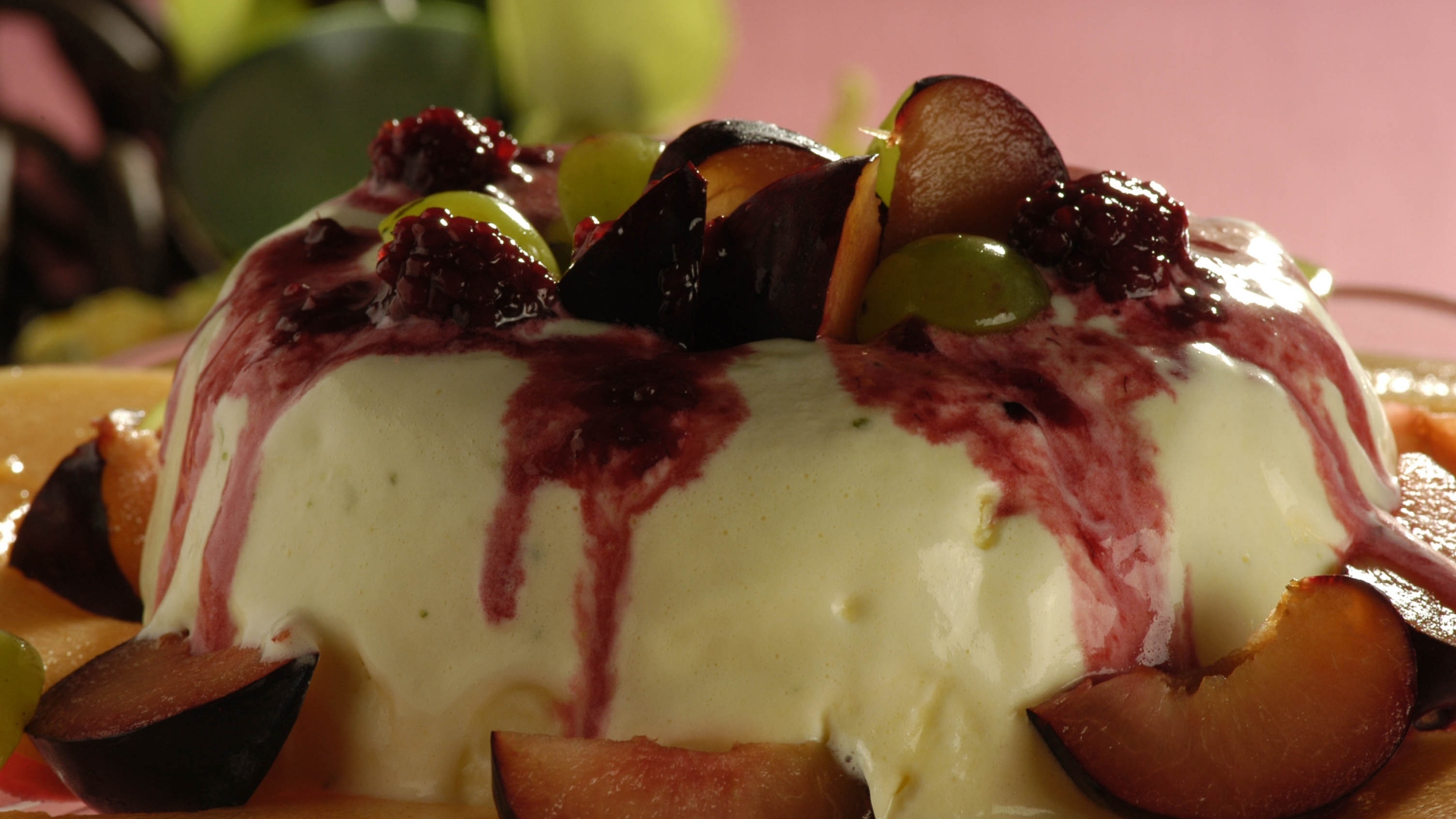 Gelado de frutas e iogurte