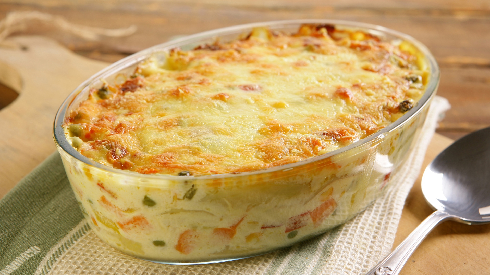 Legumes gratinados com queijo