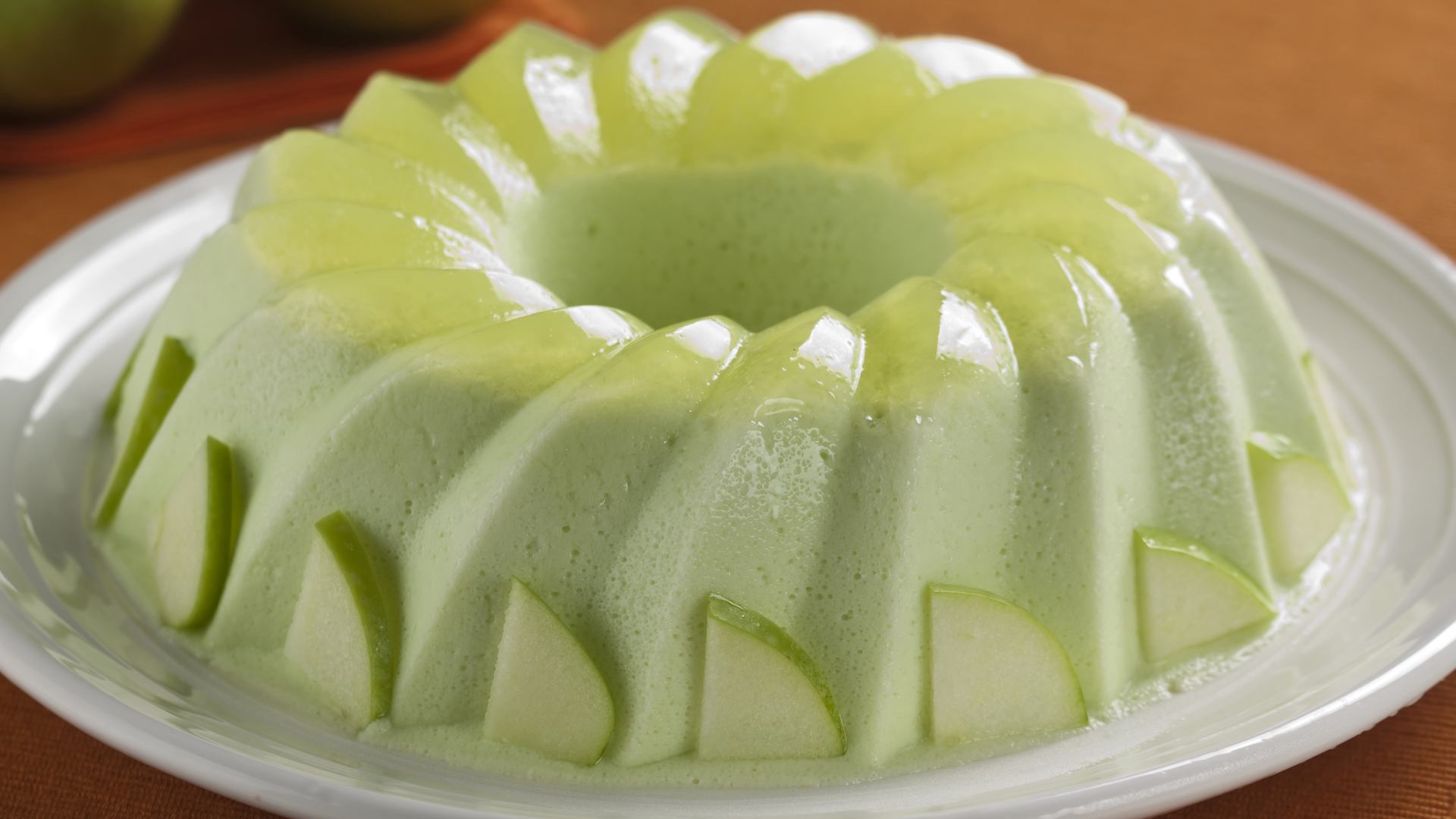 Pudim de gelatina de maçã verde
