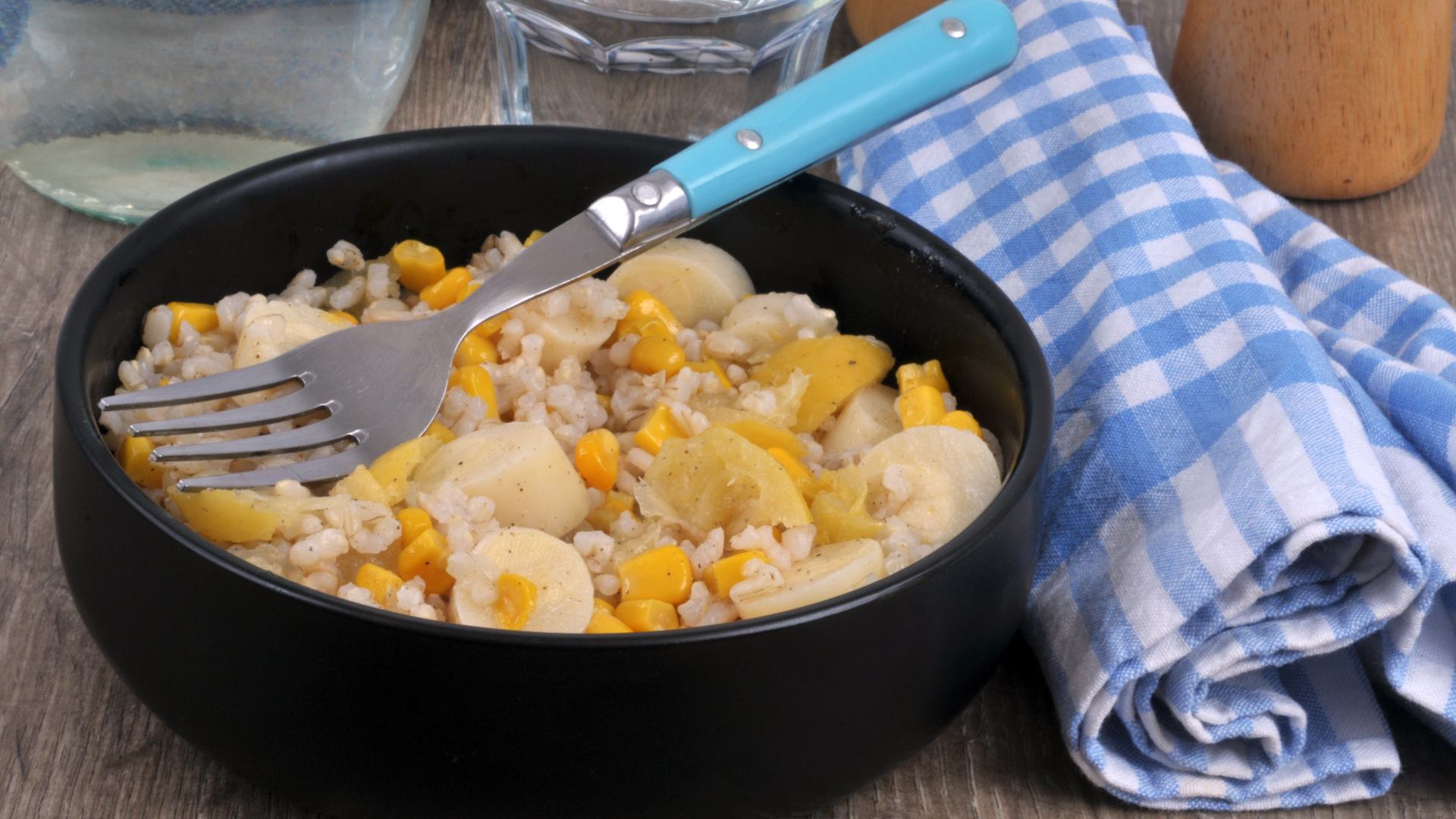 Arroz com milho e palmito