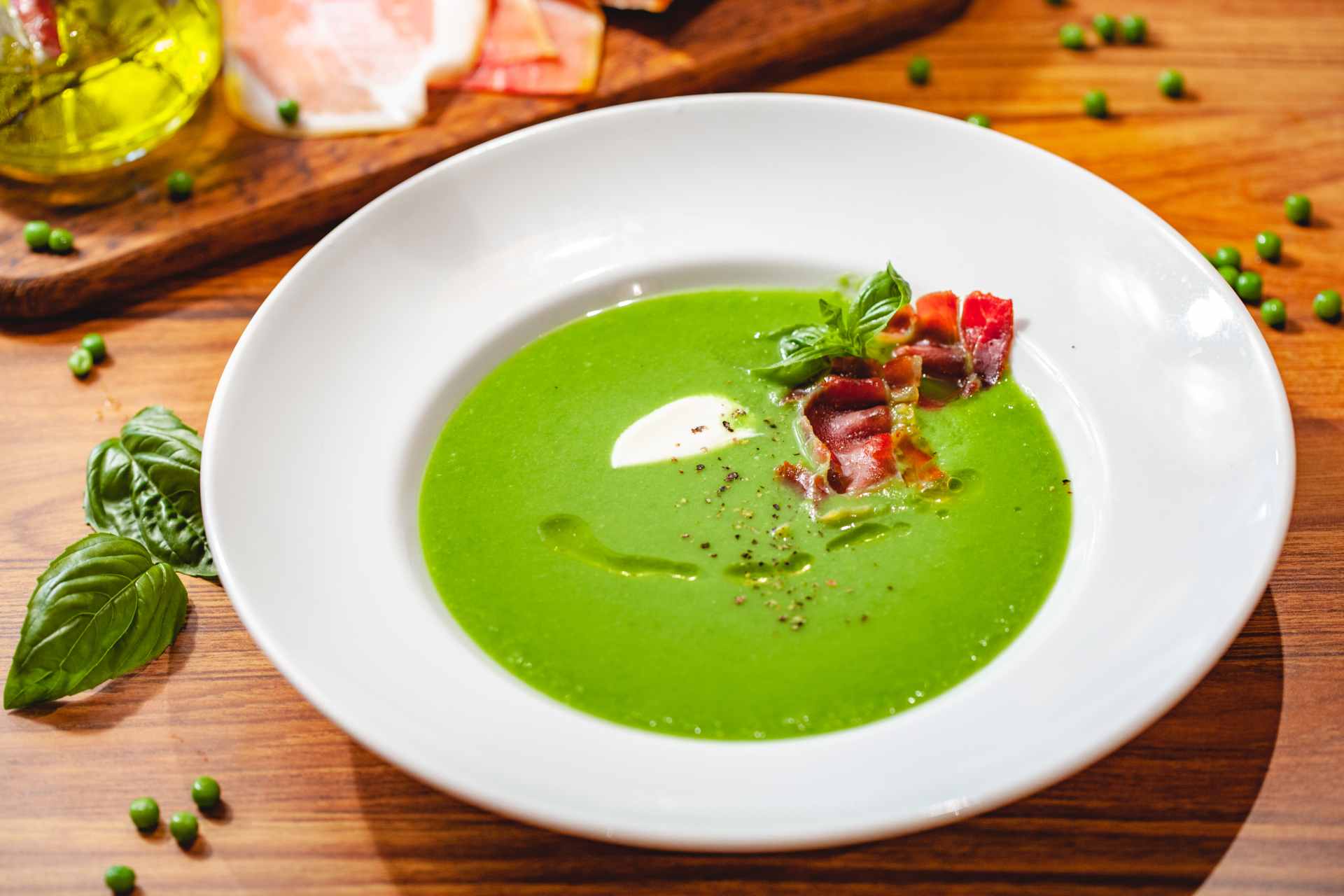 Creme de ervilha com bacon