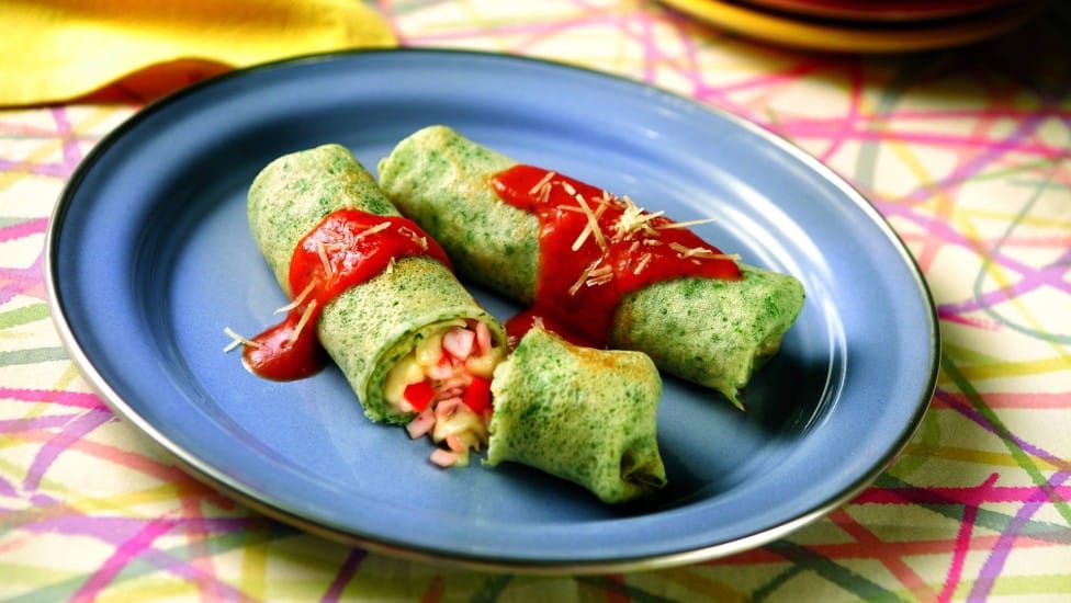 Panqueca de lentilha com recheio de palmito