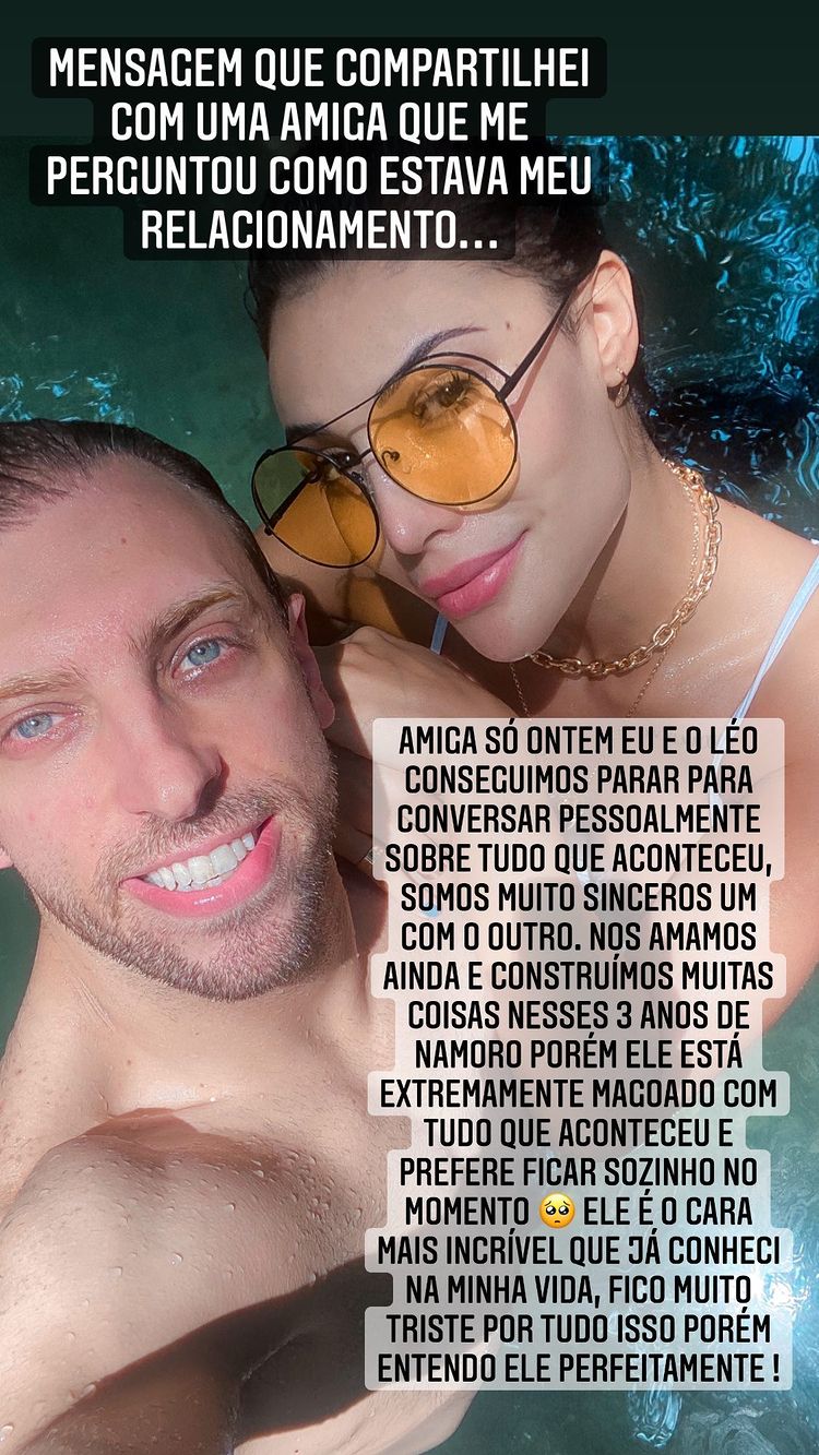 Aline Mineiro compartilhou storie sobre fim do relacionamento com Léo Lins