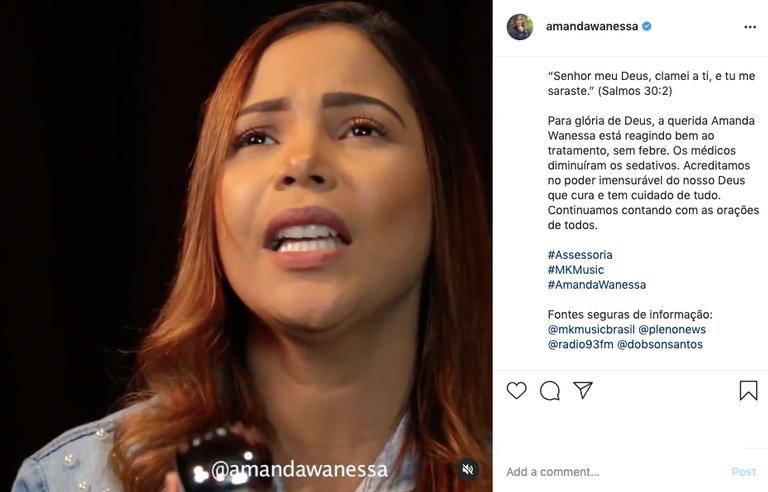 Amanda Wanessa está se recuperando