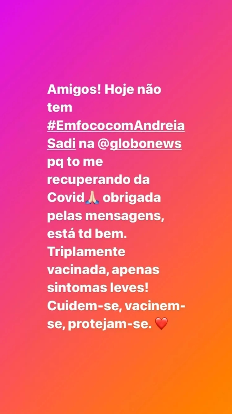 Story de Andréia Sadi