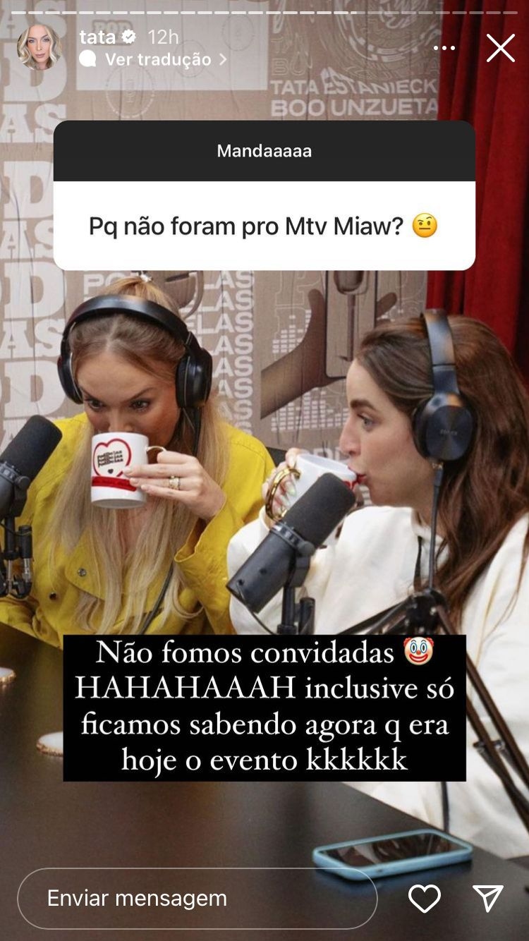 Tatá Estaniecki sobre a ausência dela e da Bruna Unzueta no MTV Miaw - Instagram/@tata