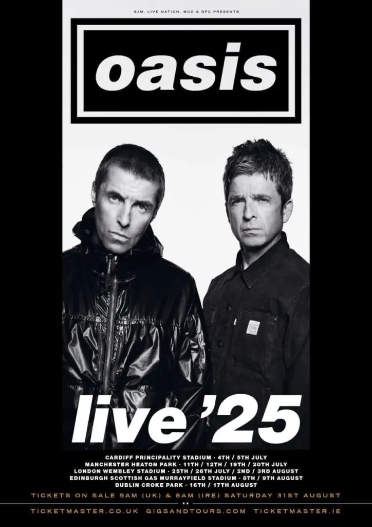 Anuncio do retorno do Oasis no site da banda