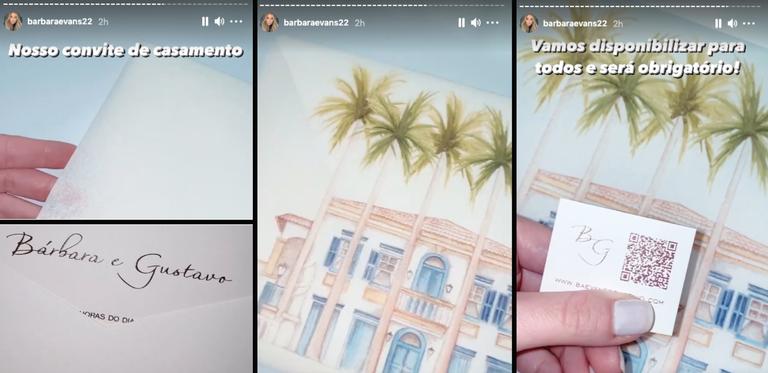Bárbara Evans mostra seu convite de casamento com Gustavo Theodoro