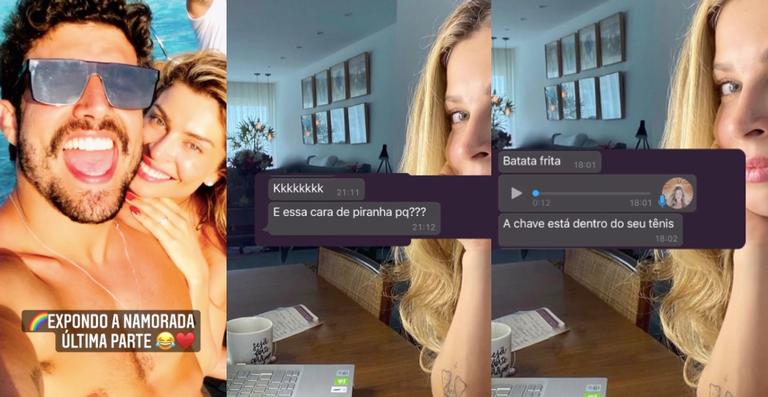 Caio Castro diverte ao mostrar mensagens aleatórias de Grazi Massafera