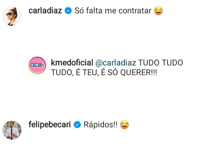 Carla Diaz interagindo com a marca