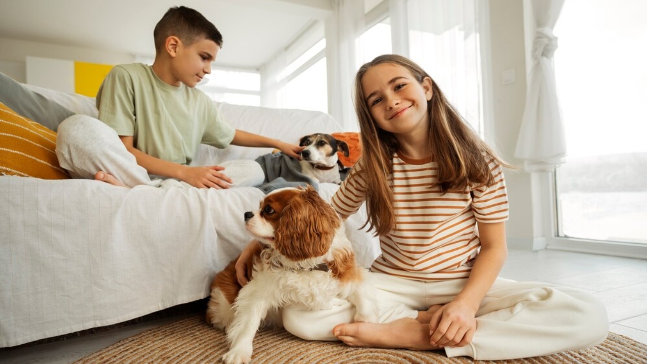 crianças e cães brincadeiras para os dias ociosos final de semana