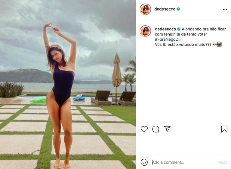 Deborah Secco incentiva mutirão de votos para eliminar Nego Di do 'BBB 21'