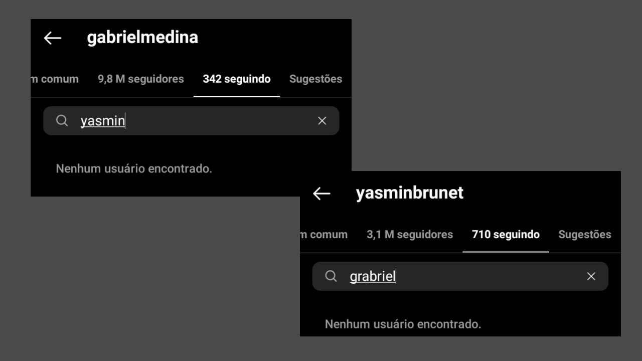 Gabriel Medina e Yasmin Brunet deixam de se seguir nas redes sociais