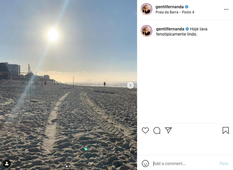 Fernanda Gentil usa frase de Lumena, do 'BBB 21', para legendar uma de suas fotos