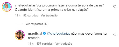 Gracyanne Barbosa fala nas redes sociais sobre terapia de casal